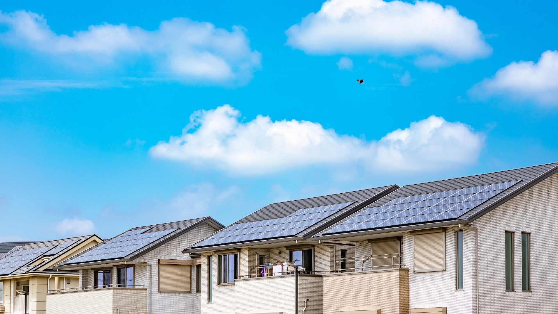 Several rooftops with solar power